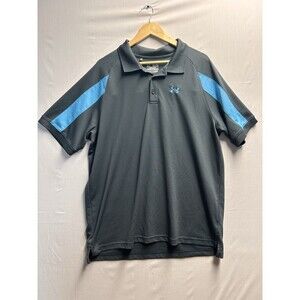 Under Armour Heat Gear Mens Polo 2XL Grey Stripe Golf Activewear